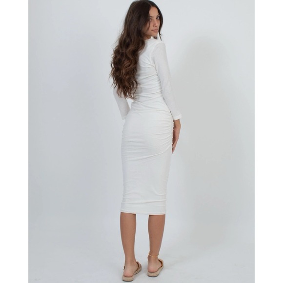 CLASSIC V-NECK SKINNY" DRESS By James Perse White Size 4 - Picture 2 of 9